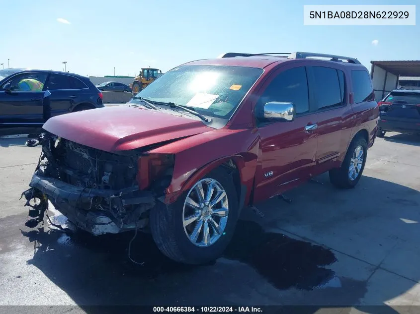 2008 Nissan Armada Se VIN: 5N1BA08D28N622929 Lot: 40666384