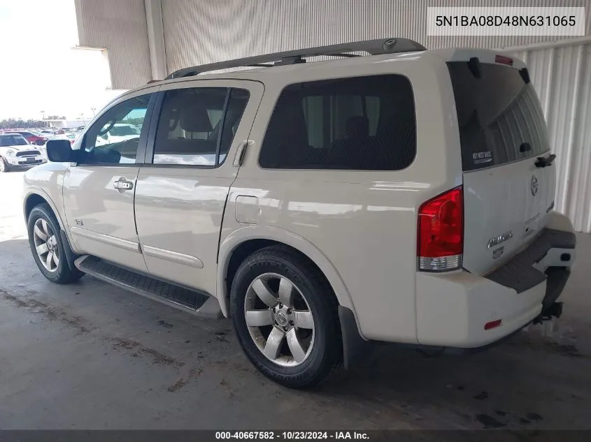 2008 Nissan Armada Le VIN: 5N1BA08D48N631065 Lot: 40667582