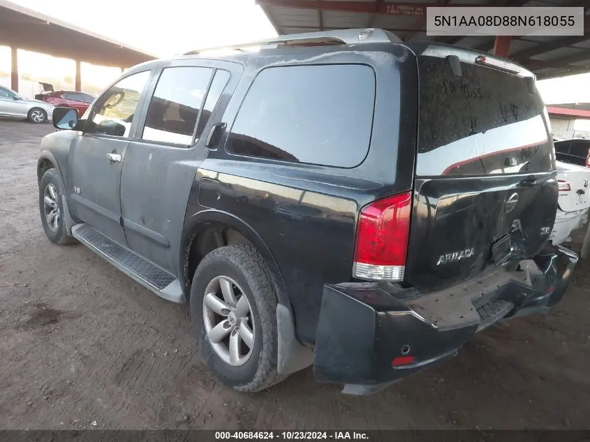 2008 Nissan Armada Se VIN: 5N1AA08D88N618055 Lot: 40684624