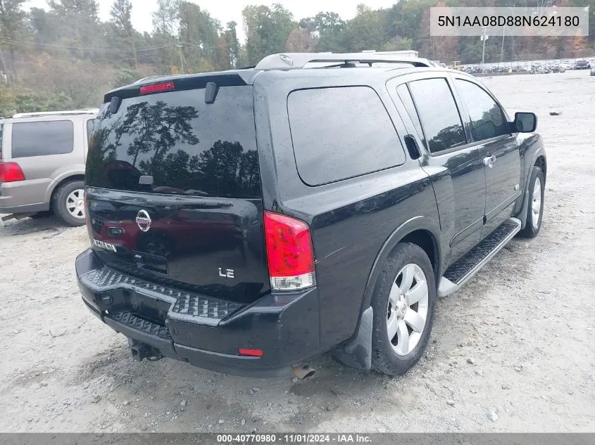 2008 Nissan Armada Le VIN: 5N1AA08D88N624180 Lot: 40770980