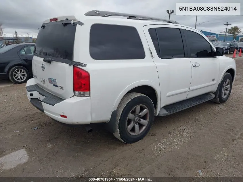 2008 Nissan Armada Se VIN: 5N1BA08C88N624014 Lot: 40781954