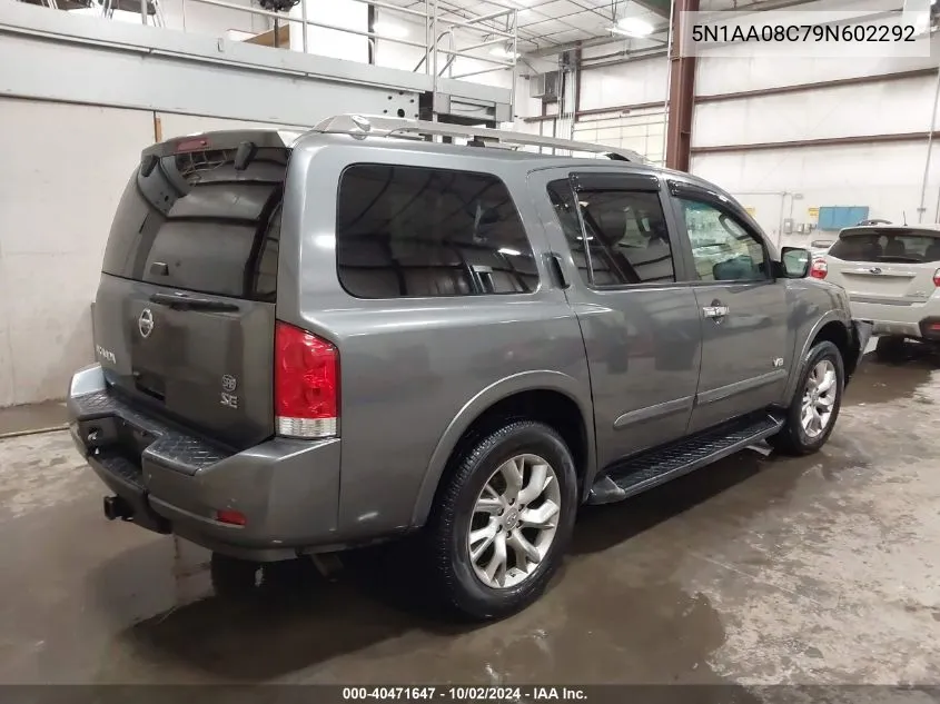 2009 Nissan Armada Se VIN: 5N1AA08C79N602292 Lot: 40471647