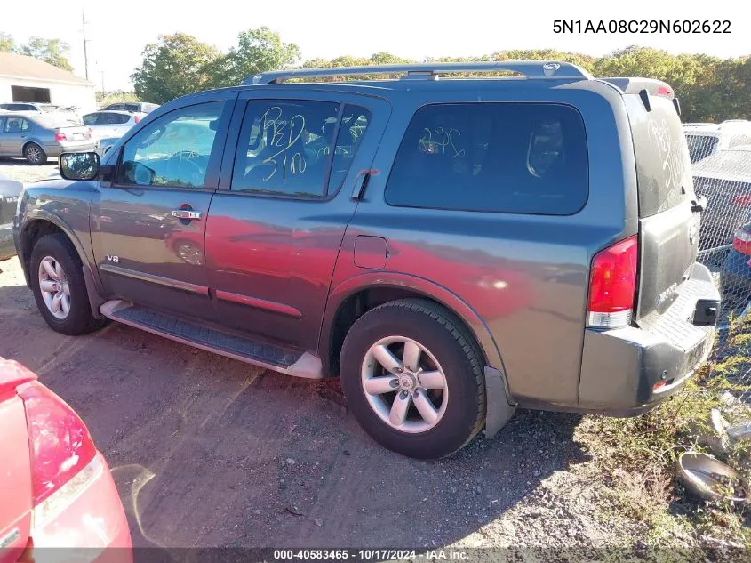 2009 Nissan Armada Se VIN: 5N1AA08C29N602622 Lot: 40583465