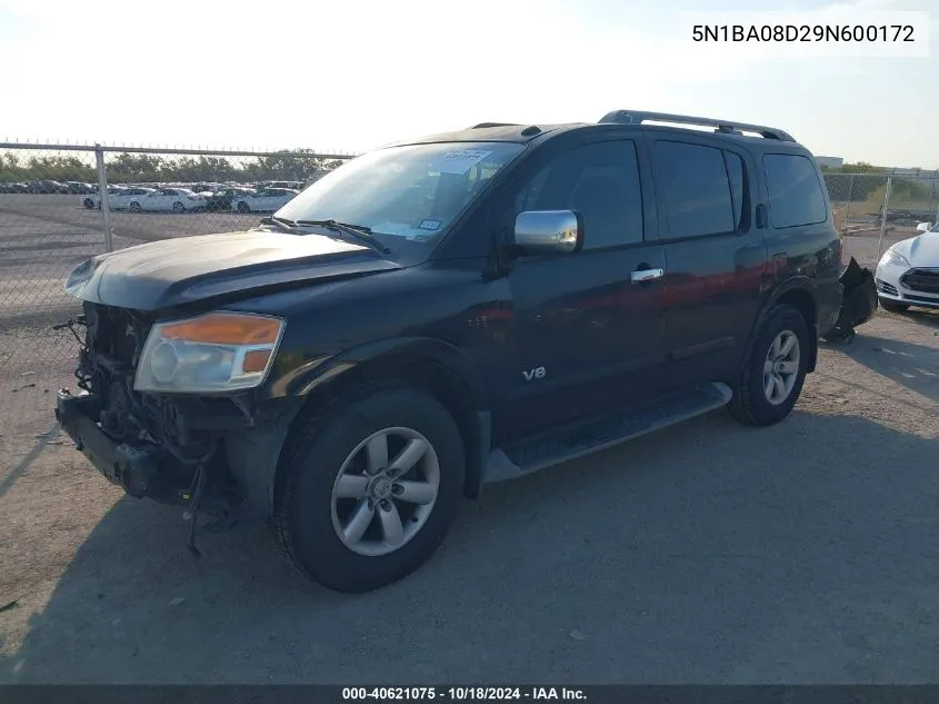 2009 Nissan Armada Se VIN: 5N1BA08D29N600172 Lot: 40621075