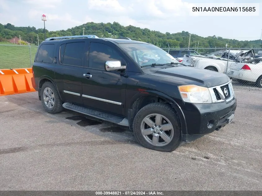 2010 Nissan Armada Platinum/Se/Titanium VIN: 5N1AA0NE0AN615685 Lot: 39948821