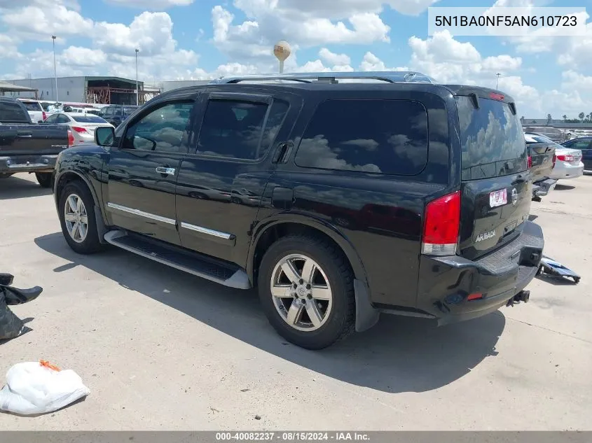 2010 Nissan Armada Platinum VIN: 5N1BA0NF5AN610723 Lot: 40082237