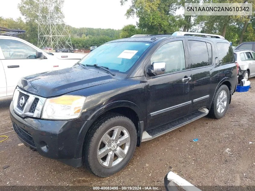 2010 Nissan Armada Platinum VIN: 5N1AA0NC2AN610342 Lot: 40083495