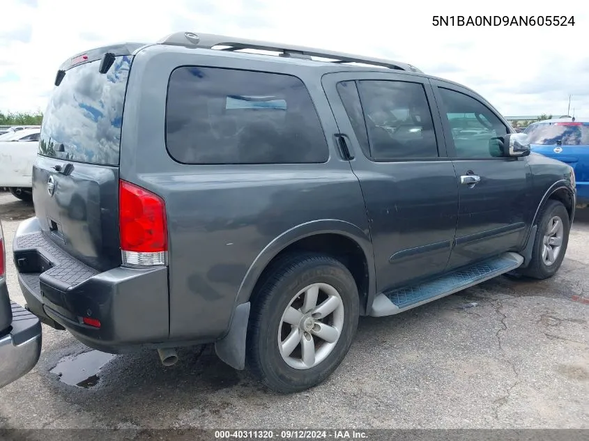 2010 Nissan Armada Se VIN: 5N1BA0ND9AN605524 Lot: 40311320