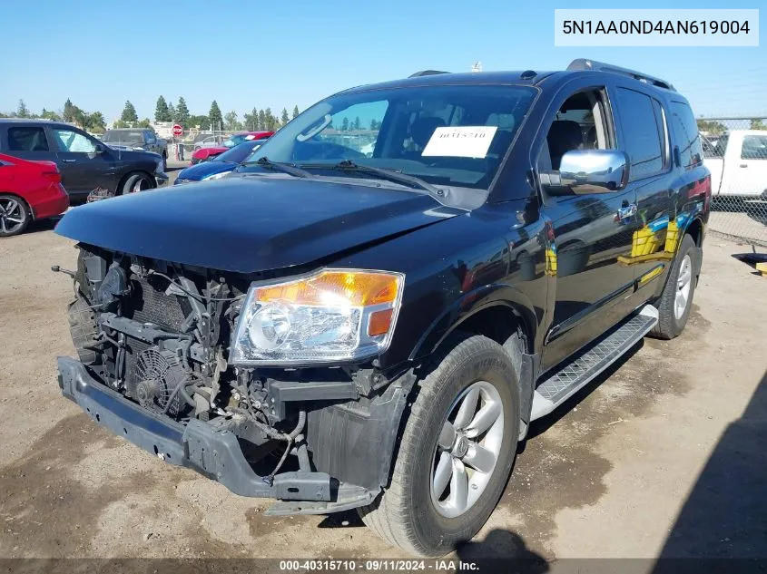 2010 Nissan Armada Se VIN: 5N1AA0ND4AN619004 Lot: 40315710