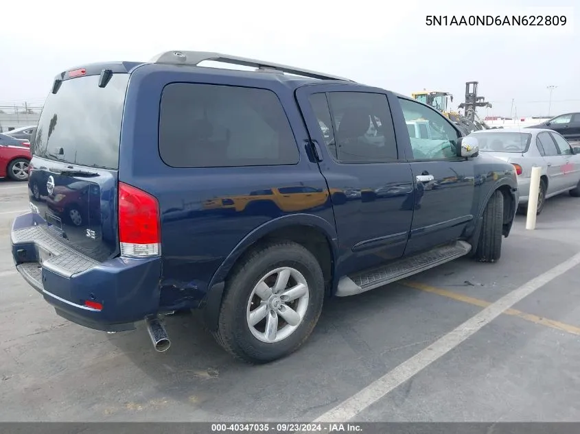 2010 Nissan Armada Se VIN: 5N1AA0ND6AN622809 Lot: 40347035