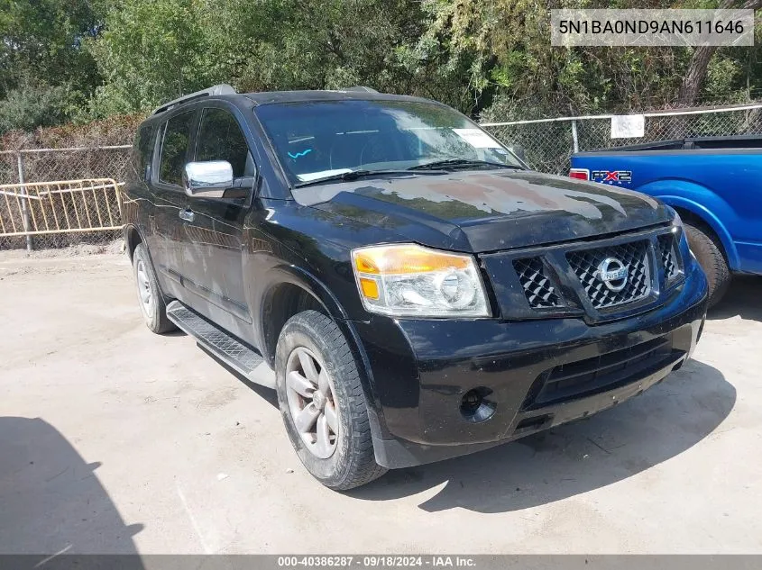 2010 Nissan Armada Se VIN: 5N1BA0ND9AN611646 Lot: 40386287