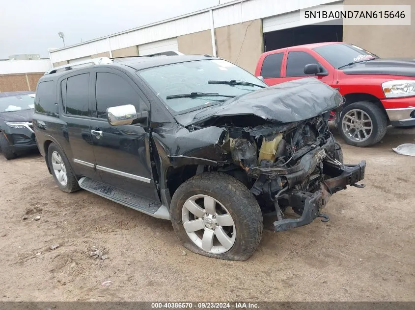 2010 Nissan Armada Titanium VIN: 5N1BA0ND7AN615646 Lot: 40386570