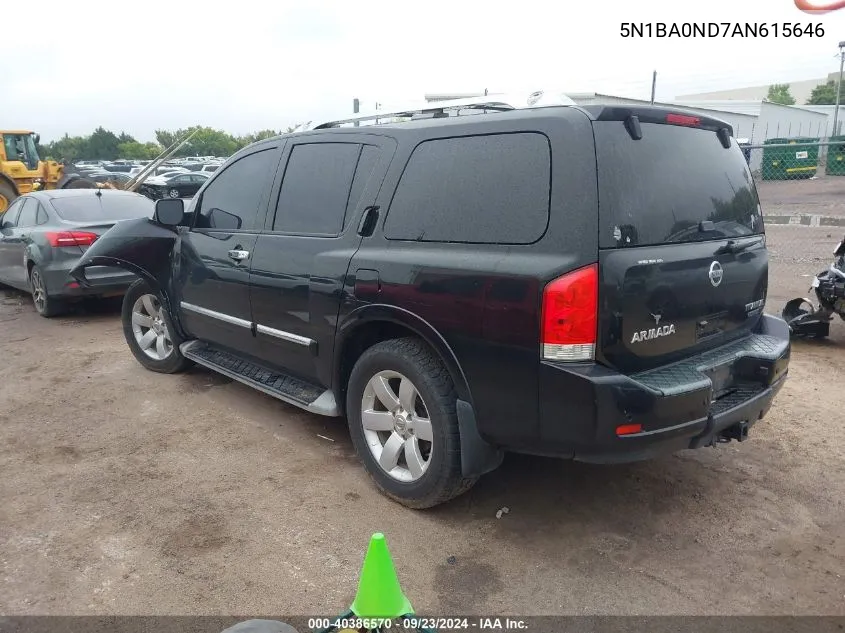 2010 Nissan Armada Titanium VIN: 5N1BA0ND7AN615646 Lot: 40386570