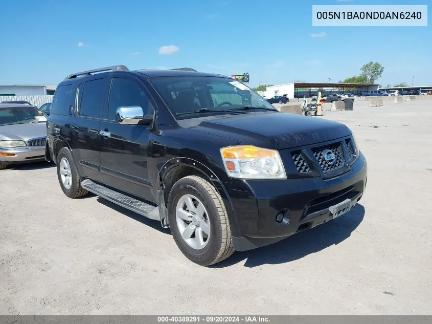 2010 Nissan Armada Se VIN: 005N1BA0ND0AN6240 Lot: 40389291