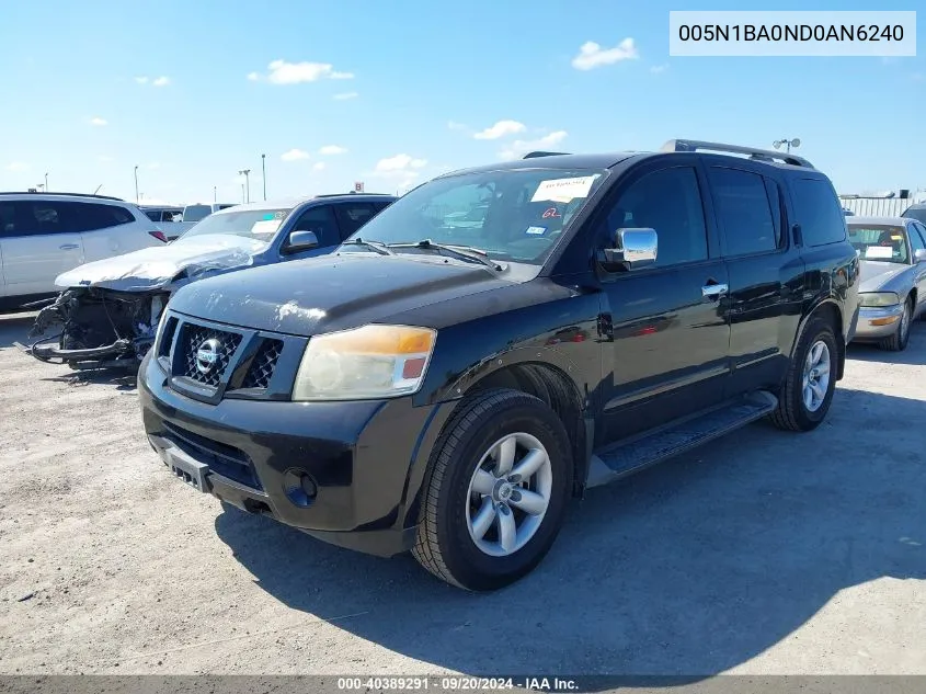 2010 Nissan Armada Se VIN: 005N1BA0ND0AN6240 Lot: 40389291