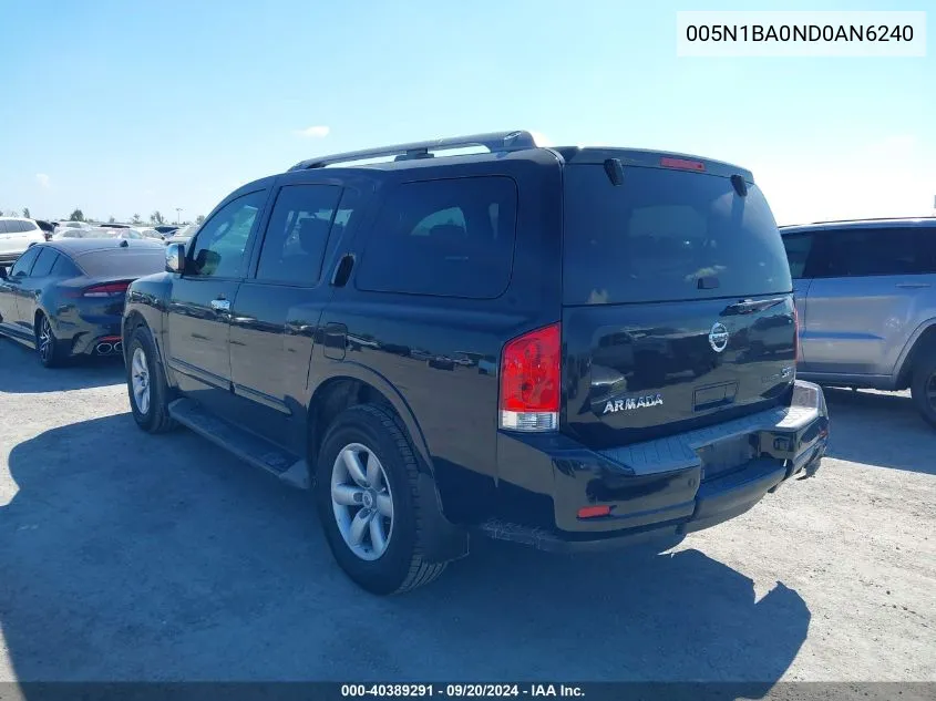 2010 Nissan Armada Se VIN: 005N1BA0ND0AN6240 Lot: 40389291