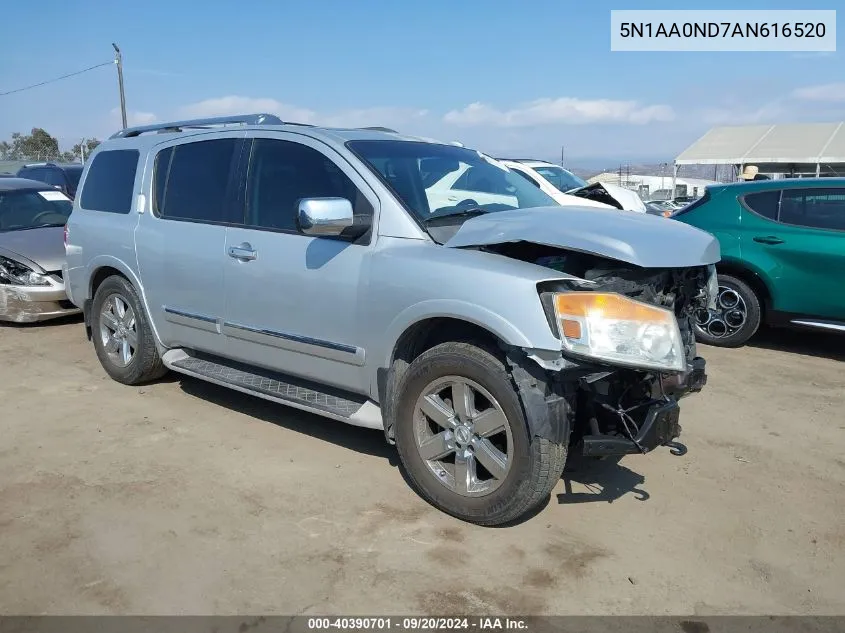 2010 Nissan Armada Platinum VIN: 5N1AA0ND7AN616520 Lot: 40390701