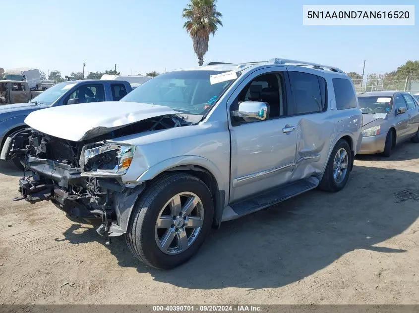 2010 Nissan Armada Platinum VIN: 5N1AA0ND7AN616520 Lot: 40390701