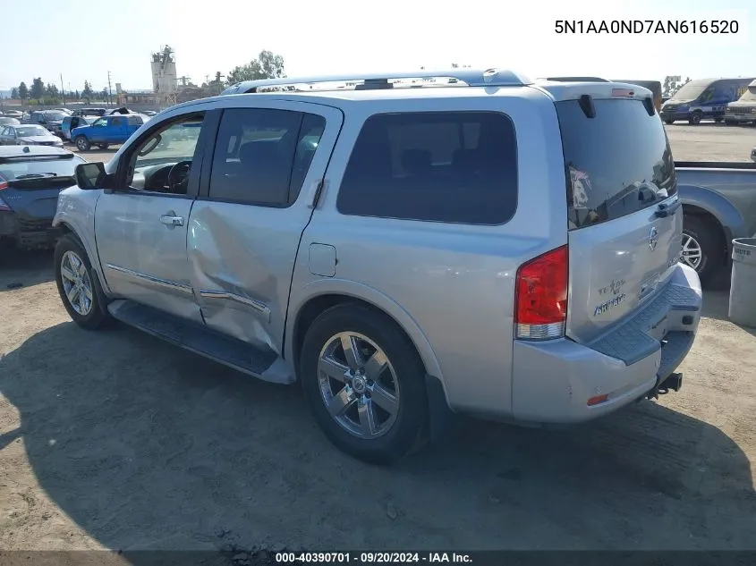 2010 Nissan Armada Platinum VIN: 5N1AA0ND7AN616520 Lot: 40390701