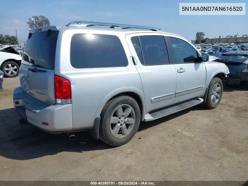 2010 Nissan Armada Platinum VIN: 5N1AA0ND7AN616520 Lot: 40390701