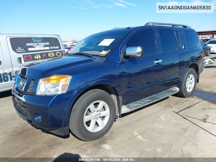 2010 Nissan Armada Se VIN: 5N1AA0ND0AN605830 Lot: 40391106