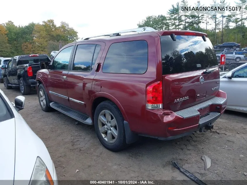 2010 Nissan Armada Platinum VIN: 5N1AA0NC5AN615017 Lot: 40401941