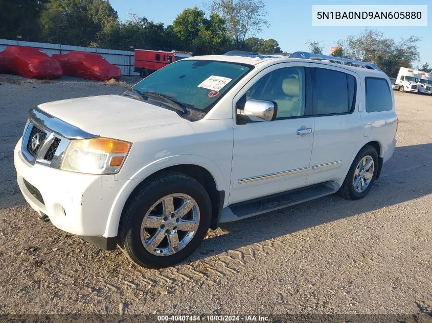 2010 Nissan Armada Platinum VIN: 5N1BA0ND9AN605880 Lot: 40407454