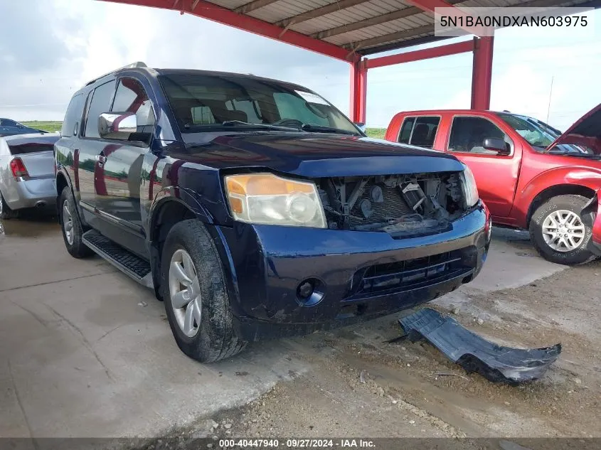 2010 Nissan Armada Se VIN: 5N1BA0NDXAN603975 Lot: 40447940