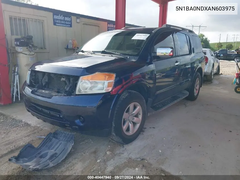 2010 Nissan Armada Se VIN: 5N1BA0NDXAN603975 Lot: 40447940