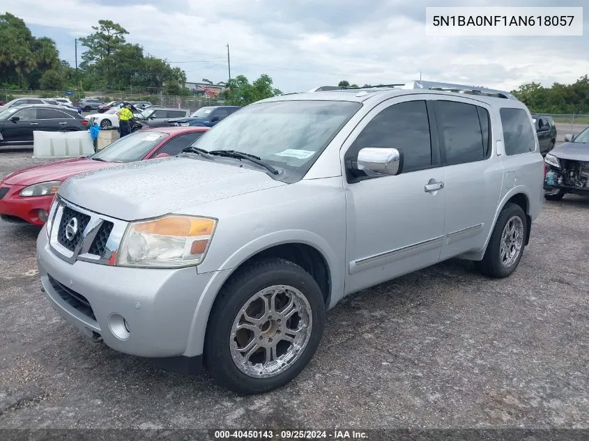 2010 Nissan Armada Platinum VIN: 5N1BA0NF1AN618057 Lot: 40450143