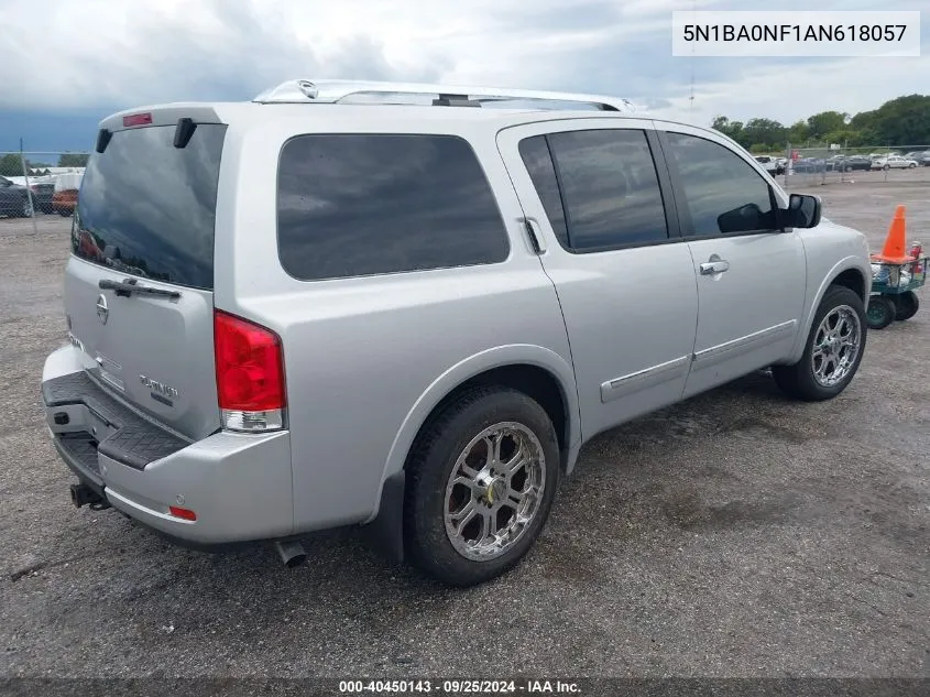 2010 Nissan Armada Platinum VIN: 5N1BA0NF1AN618057 Lot: 40450143