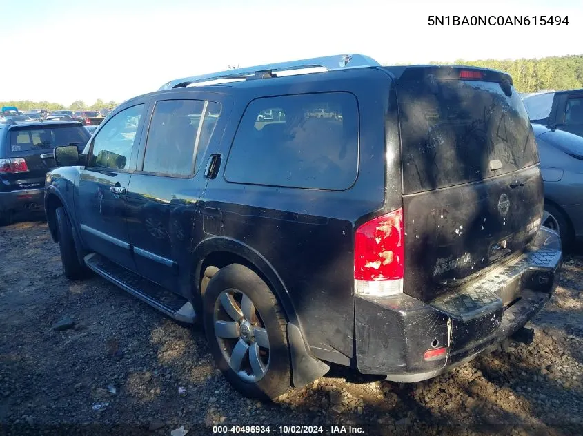 2010 Nissan Armada Titanium VIN: 5N1BA0NC0AN615494 Lot: 40495934