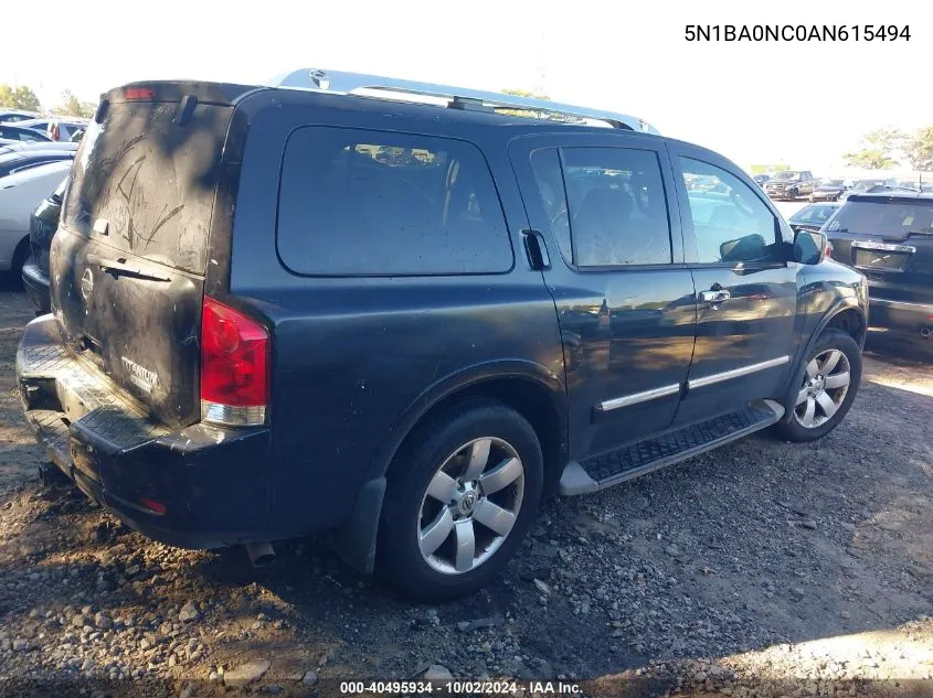 2010 Nissan Armada Titanium VIN: 5N1BA0NC0AN615494 Lot: 40495934