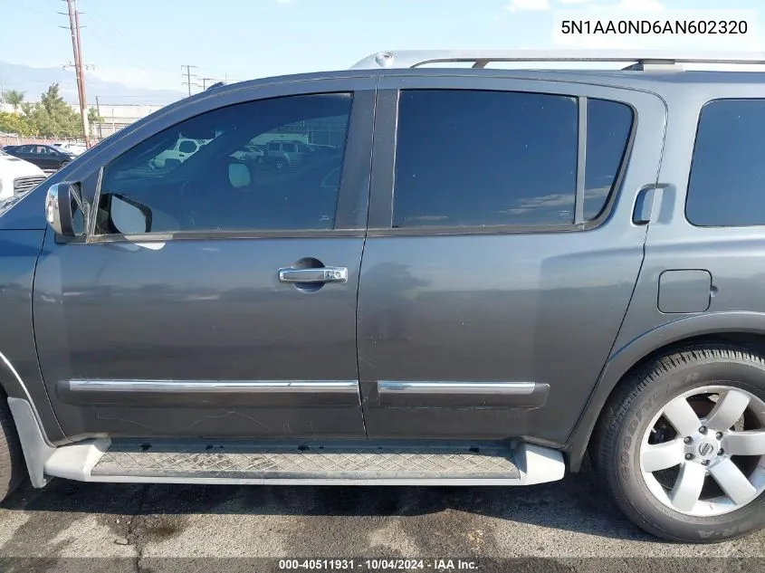 2010 Nissan Armada Titanium VIN: 5N1AA0ND6AN602320 Lot: 40511931