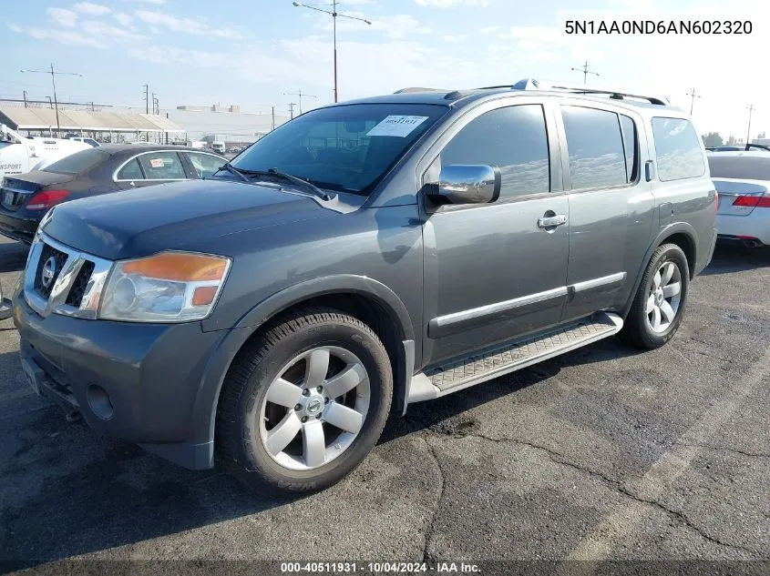 2010 Nissan Armada Titanium VIN: 5N1AA0ND6AN602320 Lot: 40511931