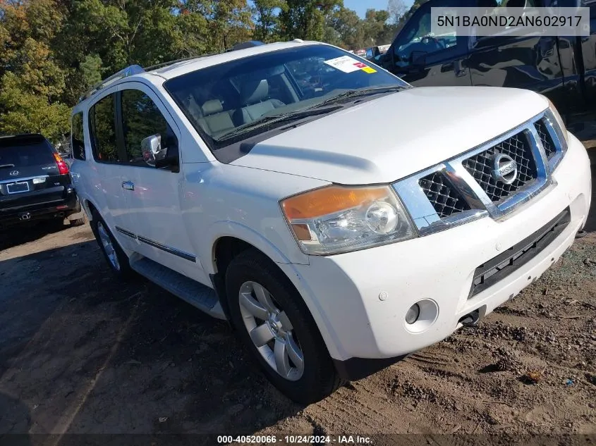 2010 Nissan Armada Platinum VIN: 5N1BA0ND2AN602917 Lot: 40520066