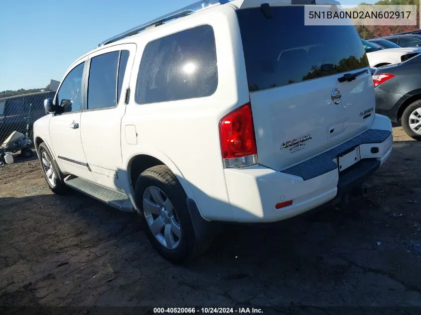 2010 Nissan Armada Platinum VIN: 5N1BA0ND2AN602917 Lot: 40520066