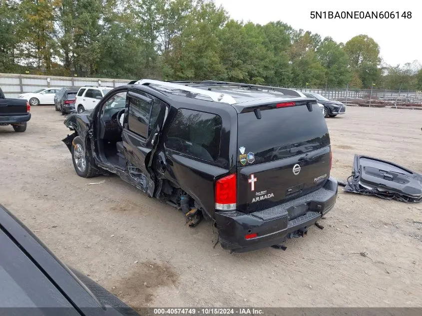 2010 Nissan Armada Platinum VIN: 5N1BA0NE0AN606148 Lot: 40574749