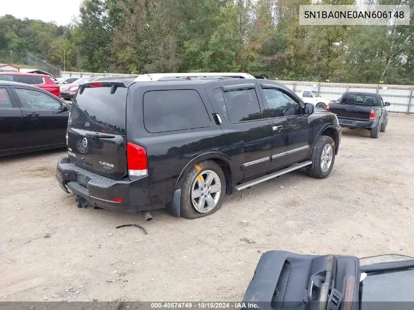 2010 Nissan Armada Platinum VIN: 5N1BA0NE0AN606148 Lot: 40574749