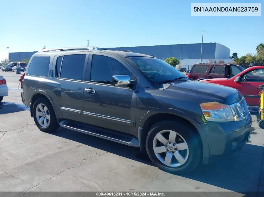 2010 Nissan Armada Titanium VIN: 5N1AA0ND0AN623759 Lot: 40613231