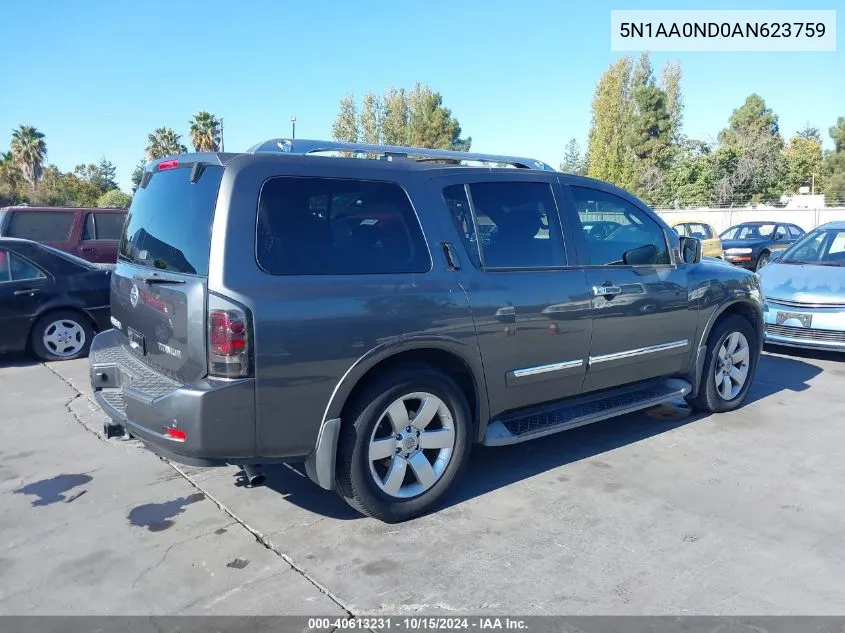 2010 Nissan Armada Titanium VIN: 5N1AA0ND0AN623759 Lot: 40613231