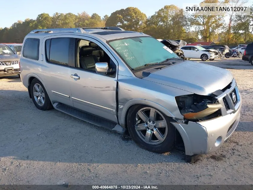 2010 Nissan Armada Platinum VIN: 5N1AA0NE1AN612097 Lot: 40664875