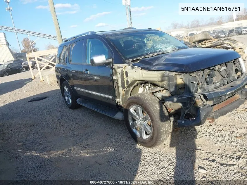 2010 Nissan Armada Platinum VIN: 5N1AA0NE1AN616781 Lot: 40727606