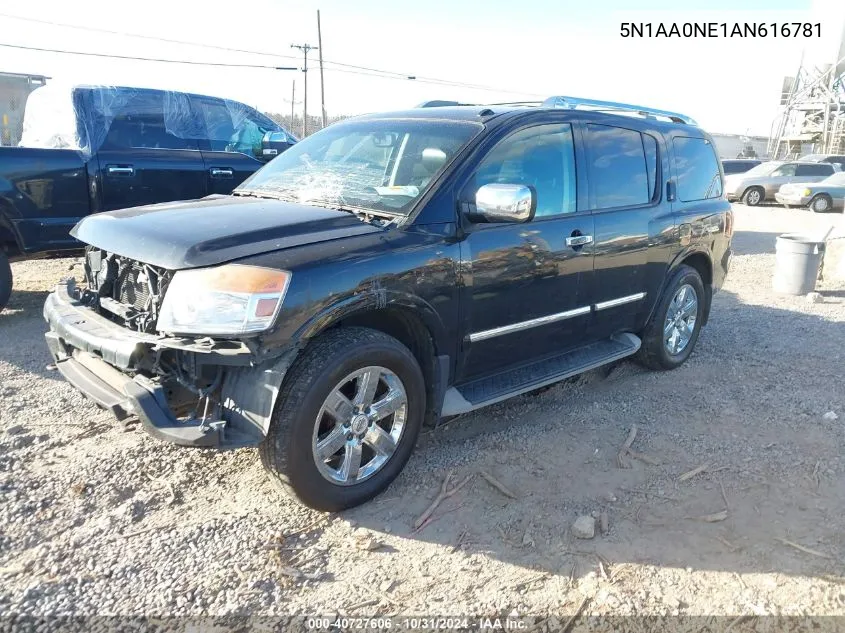 2010 Nissan Armada Platinum VIN: 5N1AA0NE1AN616781 Lot: 40727606