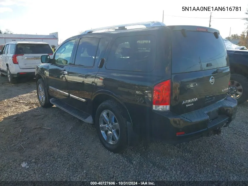 2010 Nissan Armada Platinum VIN: 5N1AA0NE1AN616781 Lot: 40727606