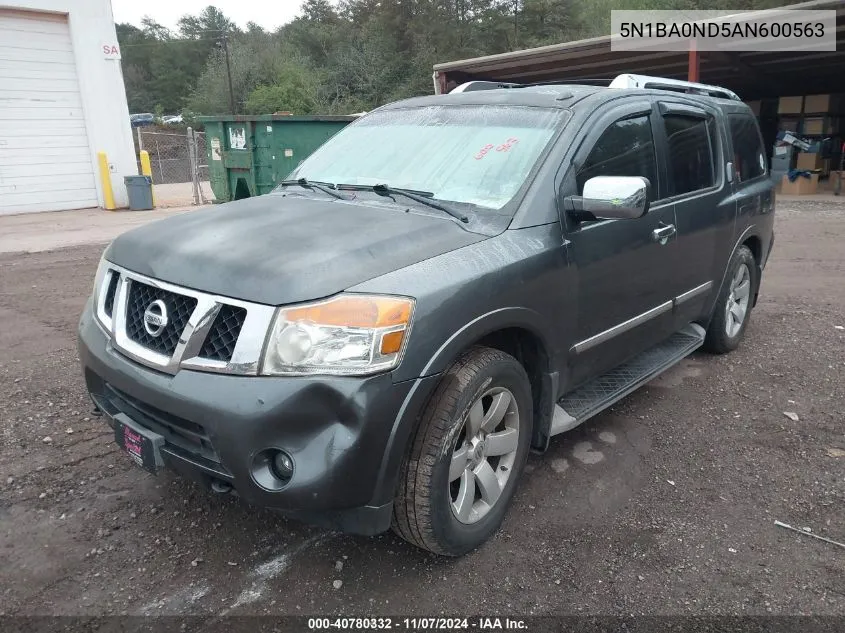 2010 Nissan Armada Titanium VIN: 5N1BA0ND5AN600563 Lot: 40780332