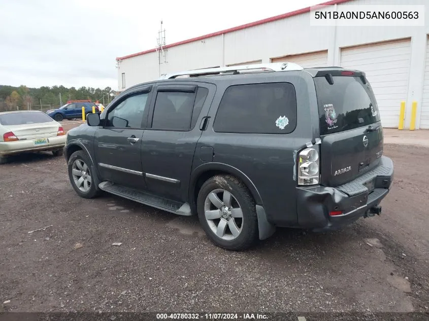 2010 Nissan Armada Titanium VIN: 5N1BA0ND5AN600563 Lot: 40780332