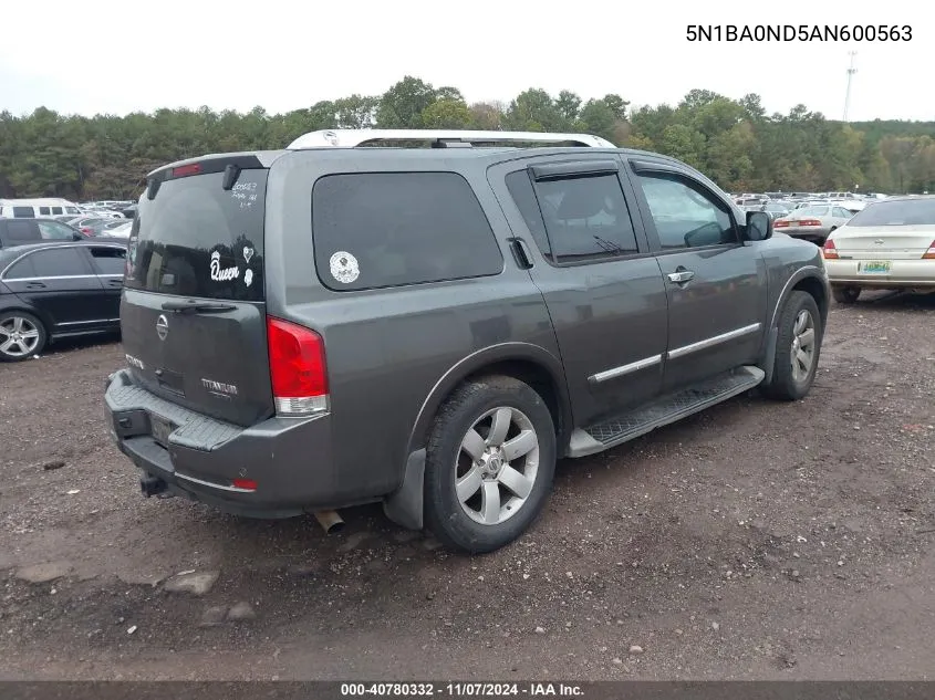 2010 Nissan Armada Titanium VIN: 5N1BA0ND5AN600563 Lot: 40780332