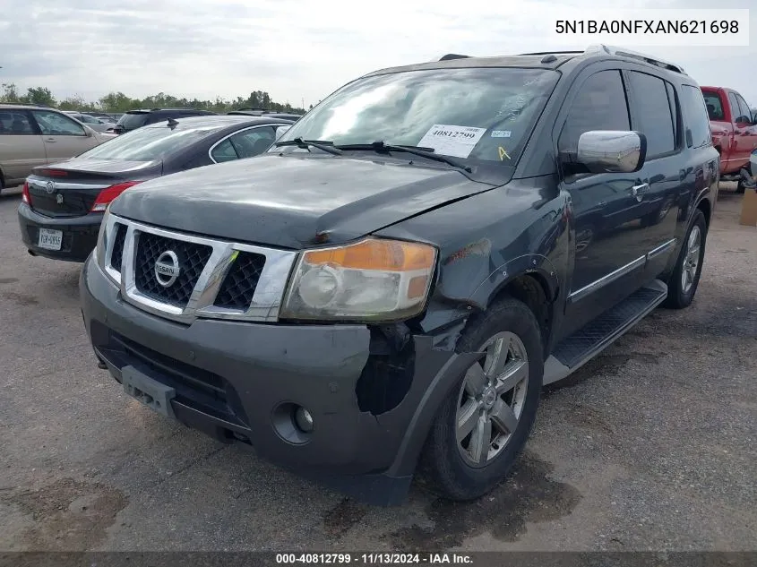 2010 Nissan Armada Platinum VIN: 5N1BA0NFXAN621698 Lot: 40812799