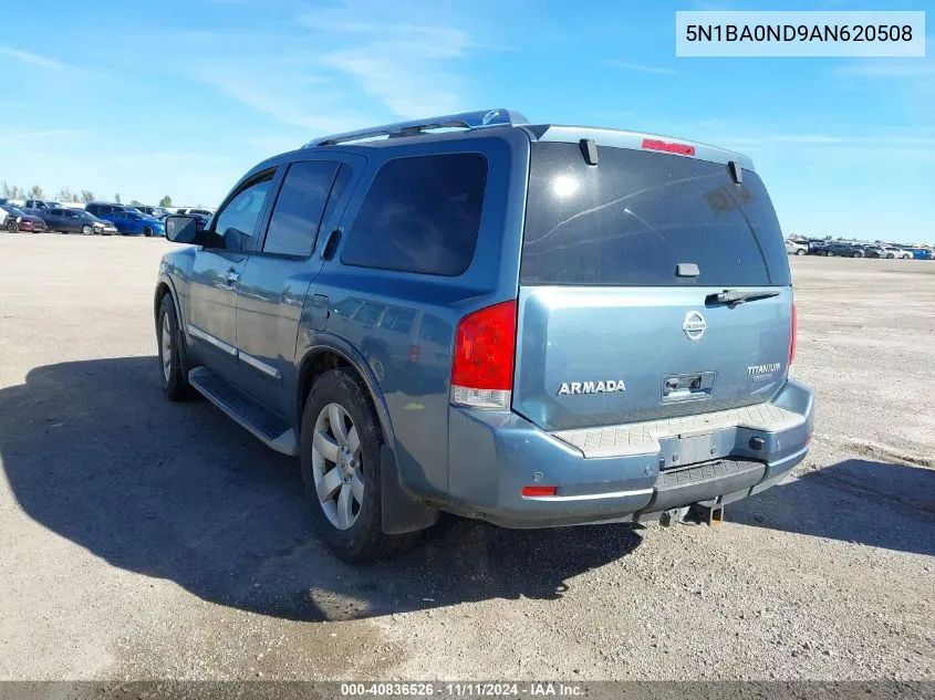 2010 Nissan Armada Titanium VIN: 5N1BA0ND9AN620508 Lot: 40836526